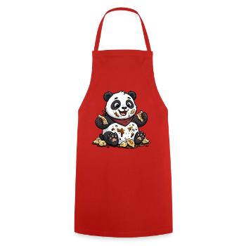 Cute Panda with Tortellini Chaos - Cooking Apron - red - Front - AI Model Male 185 dark (185cm)