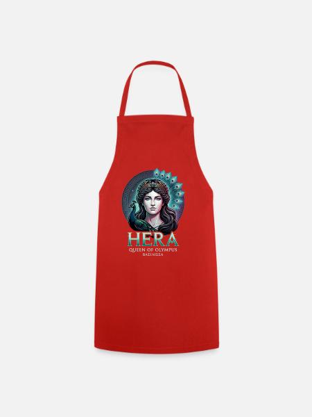 Hera bunter Pfau - Kochschürze - Rot