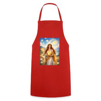 Hestia Starry Night - Cooking Apron - red - Front - AI Model Male 185 dark (185cm)