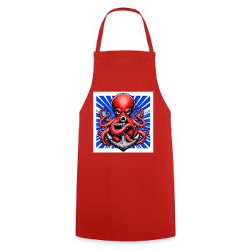 Octopus embraces an Anchor - Cooking Apron - red - Front - AI Model Male 185 dark (185cm)