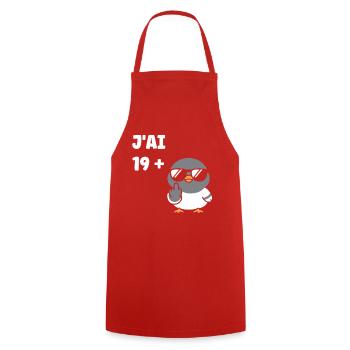 20 years - Cooking Apron - red - Front - AI Model Male 185 dark (185cm)