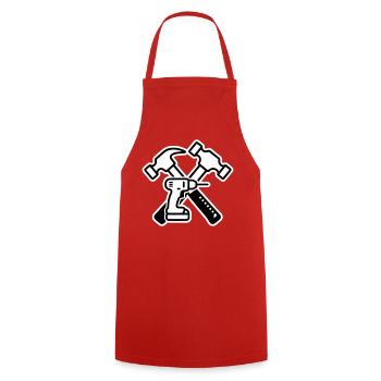 Outline Coat of Arms tool - Cooking Apron - red - Front - AI Model Male 185 dark (185cm)