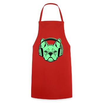 Frenchie DJ Kopfhörer Musik - Kochschürze - Rot - Vorne - AI Model Male 185 dark (185cm)