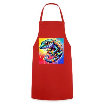 Gecko - Cooking Apron - red - Front - AI Model Male 185 dark (185cm)