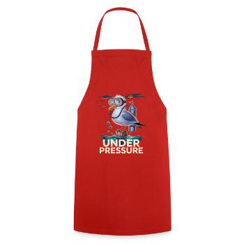 Mouette sous pression avec masque de plongeur humour de plongeur - Tablier de cuisine - rouge - Devant - AI Model Male 185 dark (185cm)