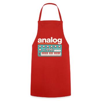Analoger Synthesizer Retro Music - Kochschürze - Rot - Vorne - AI Model Male 185 dark (185cm)