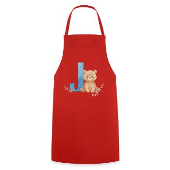 J und Teddy Bär Aquarell-Design - Kochschürze - Rot - Vorne - AI Model Male 185 dark (185cm)