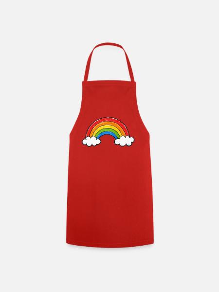Handgezeichneter Regenbogen - Kochschürze - Rot