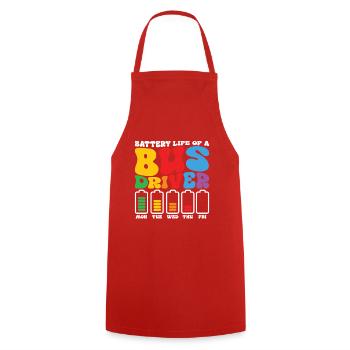 Funny Bus Driver Battery School Bus Driver Bus Pub - Cooking Apron - red - Front - AI Model Male 185 dark (185cm)