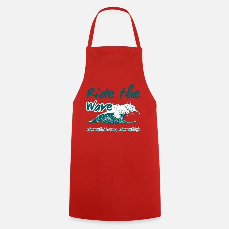 Ride the Wave Ocean Flow - Cooking Apron - red