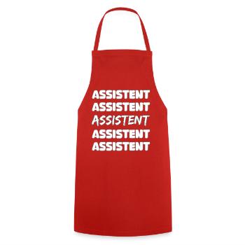Assistenz Typo-Reihe Bold Blockschrift - Kochschürze - Rot - Vorne - AI Model Male 185 dark (185cm)