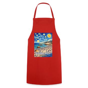 Boulders Beach, South Africa Starry Night - Cooking Apron - red - Front - AI Model Male 185 dark (185cm)
