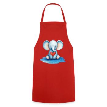 Blue Elephant Heart Friend - Cooking Apron - red - Front - AI Model Male 185 dark (185cm)