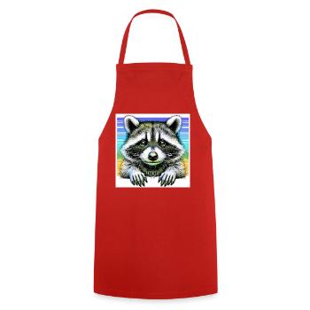 Raccoon - Cooking Apron - red - Front - AI Model Male 185 dark (185cm)