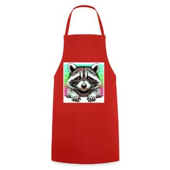 Raccoon - Cooking Apron - red - Front - AI Model Male 185 dark (185cm)
