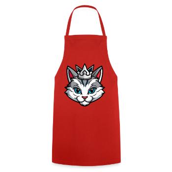 Katze Symbol Kopf Krone - Kochschürze - Rot - Vorne - AI Model Male 185 dark (185cm)