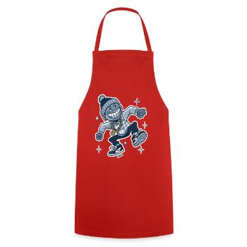 Grinning Rapper with Gold Chain - Cooking Apron - red - Front - AI Model Male 185 dark (185cm)