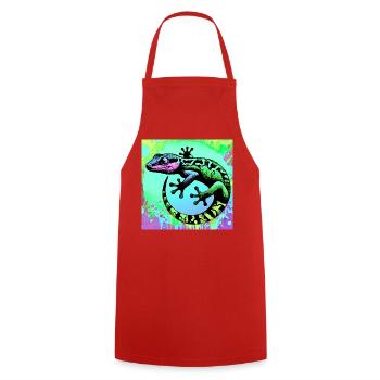 Gecko - Cooking Apron - red - Front - AI Model Male 185 dark (185cm)