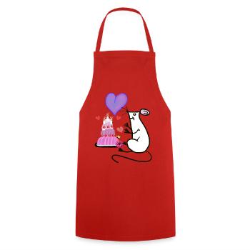 Mouse with Cake Heart Birthday Child - Cooking Apron - red - Front - AI Model Male 185 dark (185cm)