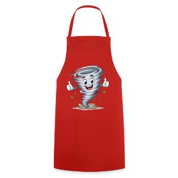 Motif météo tourbillonnant et tornade - Tablier de cuisine - rouge - Devant - AI Model Male 185 dark (185cm)