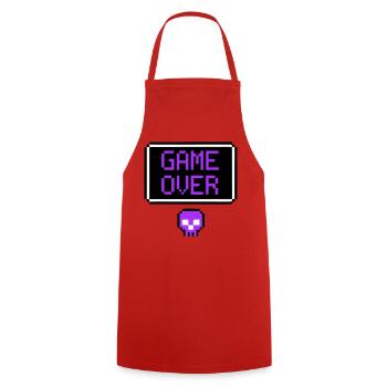 Game Over Totenkopf Pixel Art - Kochschürze - Rot - Vorne - AI Model Male 185 dark (185cm)
