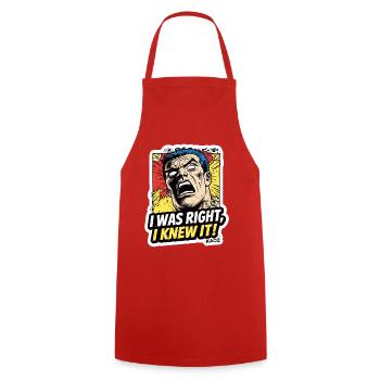 I Was Right I Knew It Comic - Cooking Apron - red - Front - AI Model Male 185 dark (185cm)