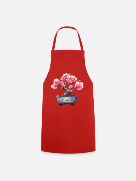 Kawaii Bonsai Blütenfreude - Kochschürze - Rot