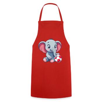 Cute elephant with ball - Cooking Apron - red - Front - AI Model Male 185 dark (185cm)
