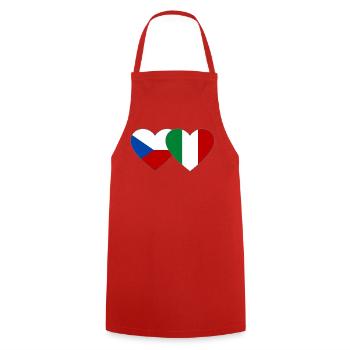 Cœur du drapeau italien de la République tchèque - Tablier de cuisine - rouge - Devant - AI Model Male 185 dark (185cm)