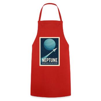 Neptun statt Erde | Retro Space Reise - Kochschürze - Rot - Vorne - AI Model Male 185 dark (185cm)