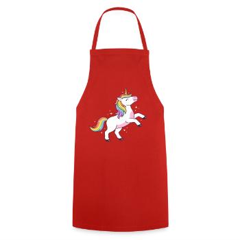 Regenbogen-Einhorn-Glitzer-T-Shirt - Kochschürze - Rot - Vorne - AI Model Male 185 dark (185cm)