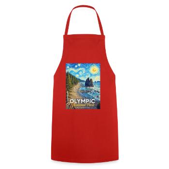 National Park Kunststurm Washington - Cooking Apron - red - Front - AI Model Male 185 dark (185cm)
