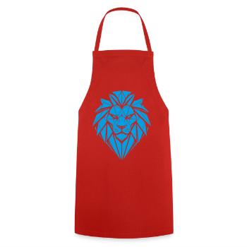 Lion géométrique bleu - Tablier de cuisine - rouge - Devant - AI Model Male 185 dark (185cm)