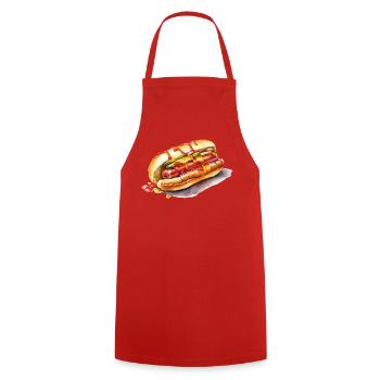 Colored Hot Dog Illustration - Cooking Apron - red - Front - AI Model Male 185 dark (185cm)