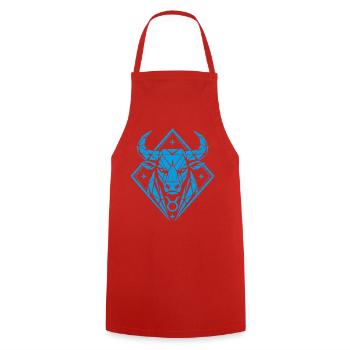 Geometric Bull - Pure Strength - Zodiac Sign Taurus - Cooking Apron - red - Front - AI Model Male 185 dark (185cm)