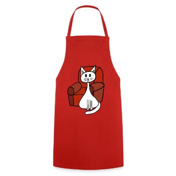 Chat Chats Animaux de compagnie après le travail 80 ans - Tablier de cuisine - rouge - Devant - AI Model Male 185 dark (185cm)