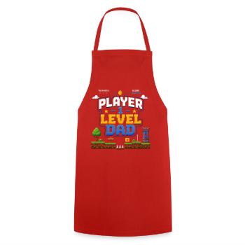 Pixellevel Vater: Retro Spielwelt - Kochschürze - Rot - Vorne - AI Model Male 185 dark (185cm)