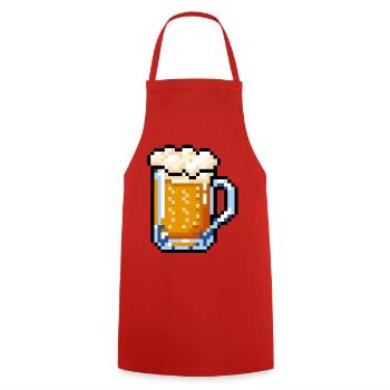 Pixel Art sur verre à bière – Design rétro de bière - Tablier de cuisine - rouge - Devant - AI Model Male 185 dark (185cm)