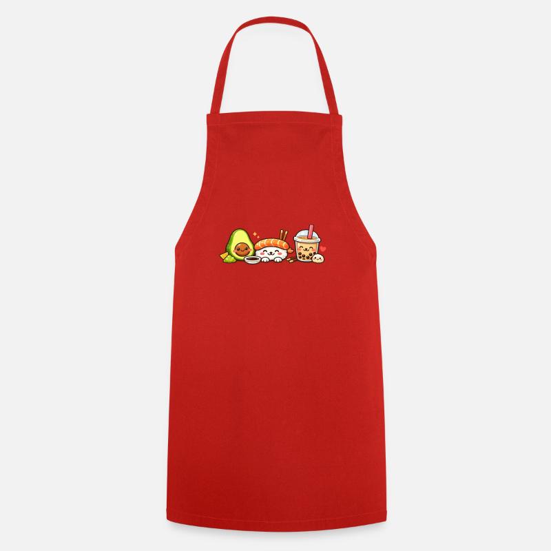 Sushi Kawaii Avocat Bubble Tea - Tablier de cuisine - rouge