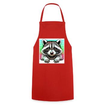 Raccoon - Cooking Apron - red - Front - AI Model Male 185 dark (185cm)