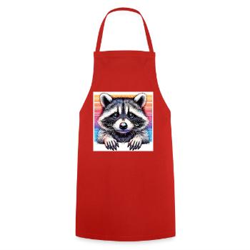 Raccoon - Cooking Apron - red - Front - AI Model Male 185 dark (185cm)