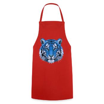 Tête de tigre polygonale bleue - Tablier de cuisine - rouge - Devant - AI Model Male 185 dark (185cm)