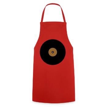 Schallplatte Kreis Textfeld Basis - Kochschürze - Rot - Vorne - AI Model Male 185 dark (185cm)