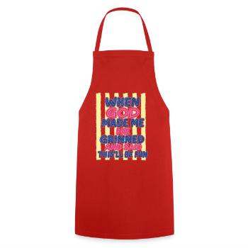 Dieu rit : Tu vas t’amuser - Tablier de cuisine - rouge - Devant - AI Model Male 185 dark (185cm)
