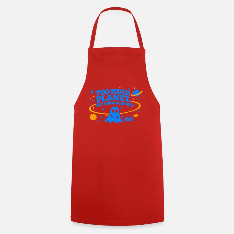Too Much Planet | Not Enough Space | Electric Blue - Cooking Apron - red