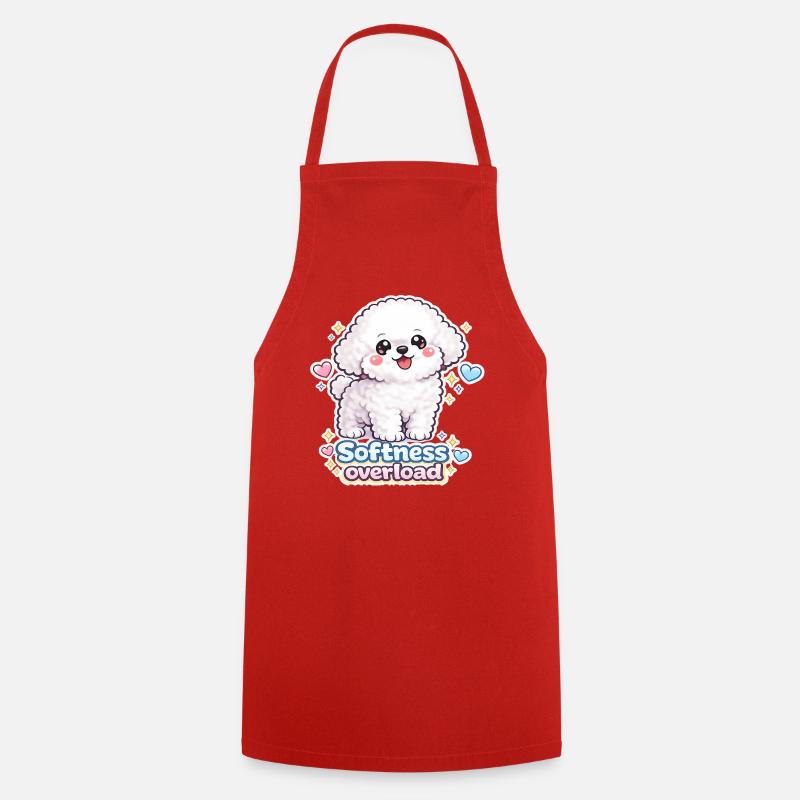 Softness Overload - Cute Bichon Dog Design - Cooking Apron - red