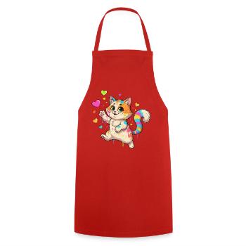 Colorful Splashes of Color Cat - Cooking Apron - red - Front - AI Model Male 185 dark (185cm)