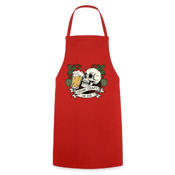 Stilvolles Bier - Hopfenkunst - Kochschürze - Rot - Vorne - AI Model Male 185 dark (185cm)