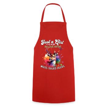 White-tailed Deer Girl White-Tailed Deer - Cooking Apron - red - Front - AI Model Male 185 dark (185cm)