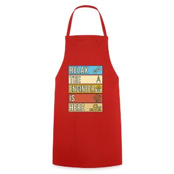 Relax The Engineer Is Here Retro Gift - Cooking Apron - red - Front - AI Model Male 185 dark (185cm)